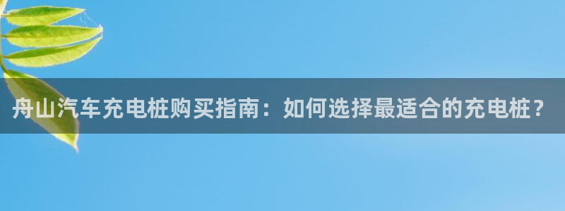 威廉希尔大小球开盘思维：舟山汽车充电桩购买指南：如何选择最适合的充电桩？